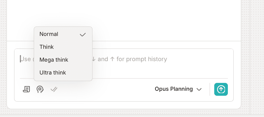 Also choose your thinking mode